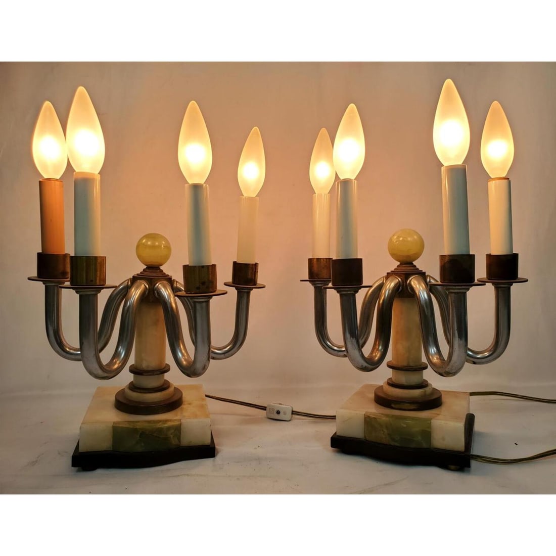 Unusual Pair of Art Deco Electrified Candelabras (1 of 5)