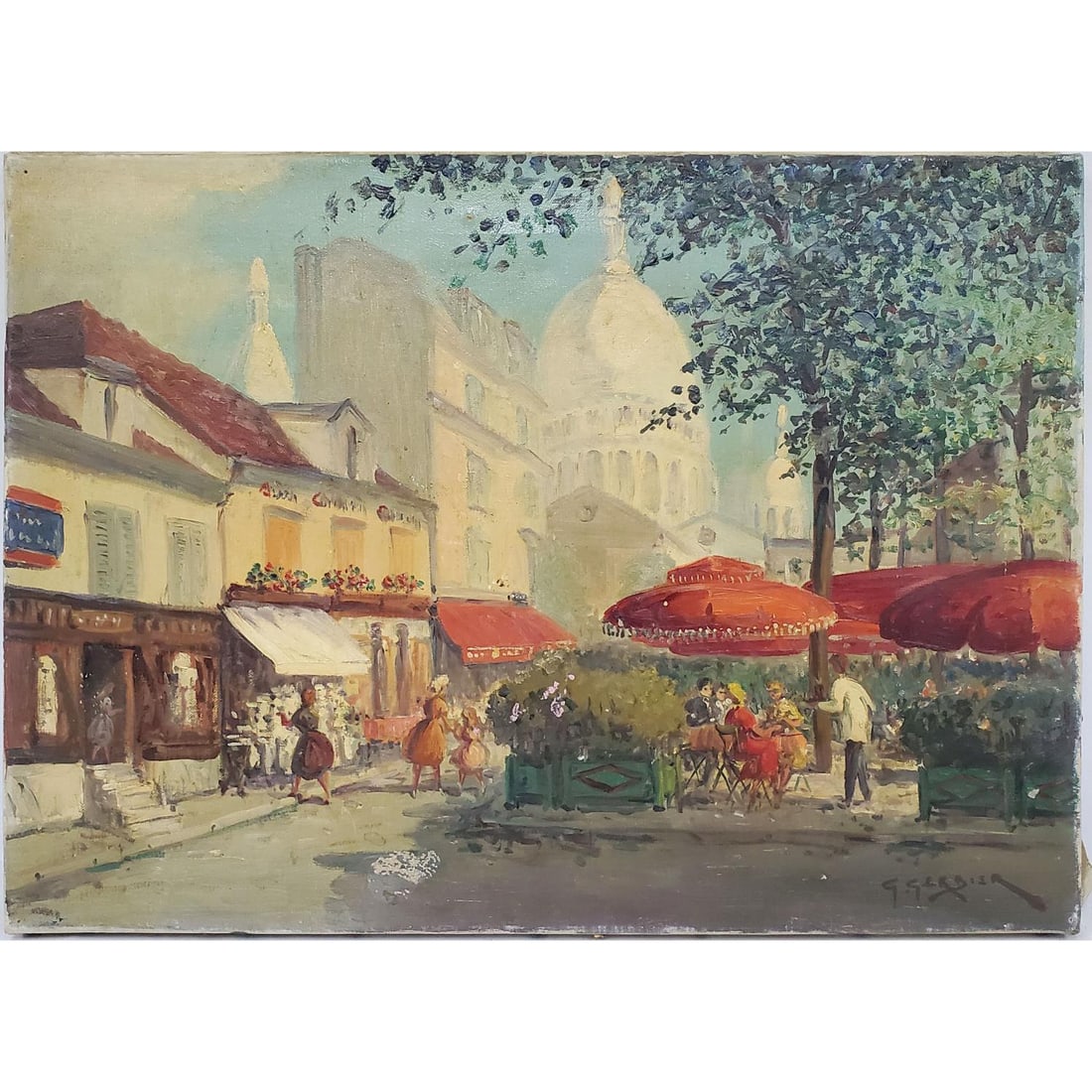 George Gerbier, French (1906-1983) Painting: George Gerbier, French (1906-1983) Painting Oil on Canvas "Paris Street Scene". Signed Lower Right. In Original Frame. Probably c.1930's. Unframed. Condition: Generally Good. Slight Paint Loss in One 