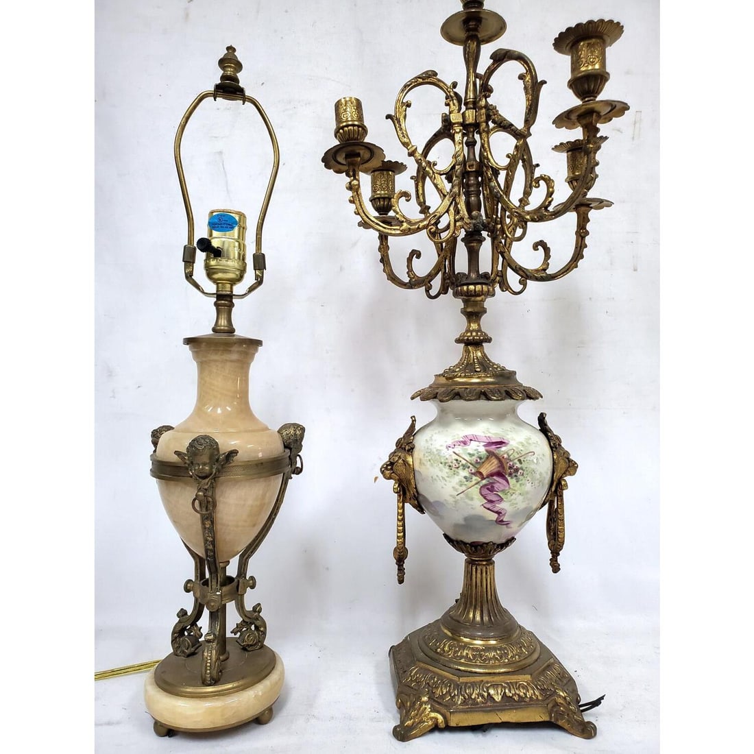 Lot of 2 Old Brass French Styled Lamps (1 of 4)