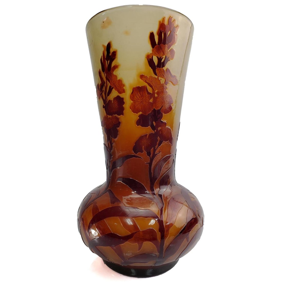 Large Galle Art Nouveau Cameo Glass Vase c.1900 (1 of 13)