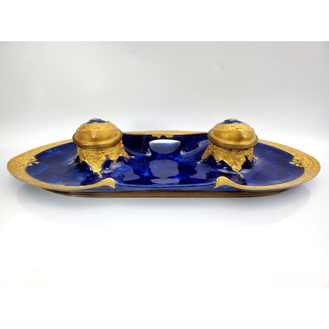 Louchet Paris Art Nouveau Porcelain Double Inkwell (1 of 7)