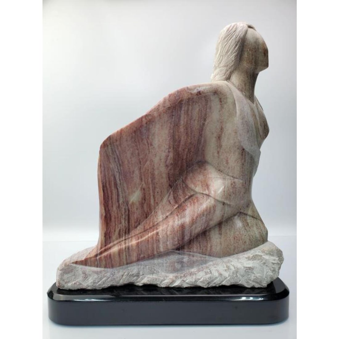 Willi Tobias Carved Marble Figure of a Woman: Willi Tobias Carved Marble Figure of a Woman on Original Rotating Base. Condition: Generally Very Good. Chip on Right. Dimensions: 14" x 9" x 16.5". Provenance: From a Private Collector. Please note t