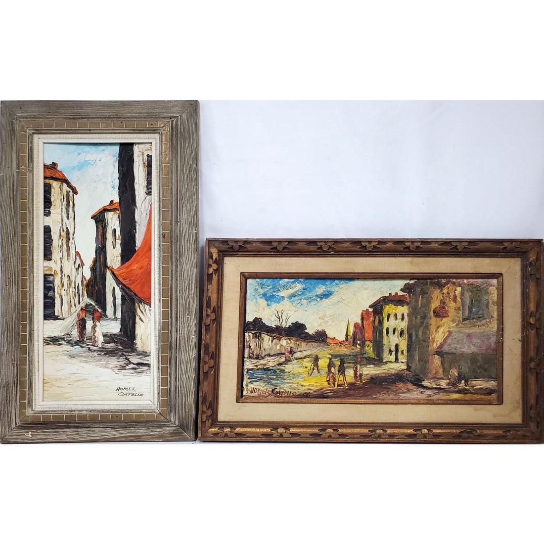 Homer Costello, American (1899-1977) 2 Paintings: Homer Costello, American (1899-1977) 2 Paintings, Oil on Board. Signed Lower Right. Both in Original Frames. Circa 1950s. Condition: Generally Good, Very Dirty. Dimensions: Largest Sight- 24" x 12", F