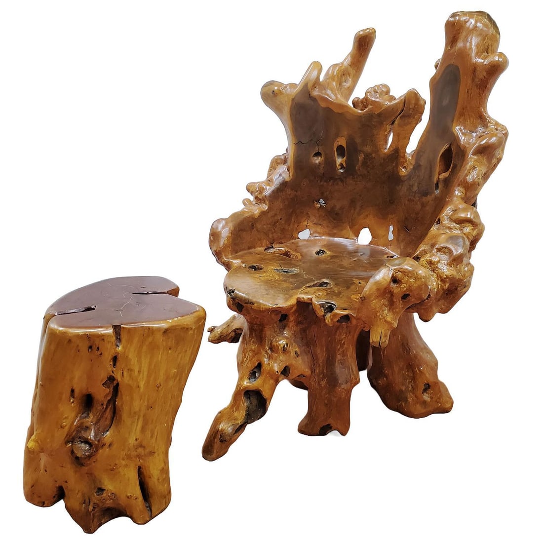 Vintage Good Quality Root Carving Chair & Table (1 of 9)