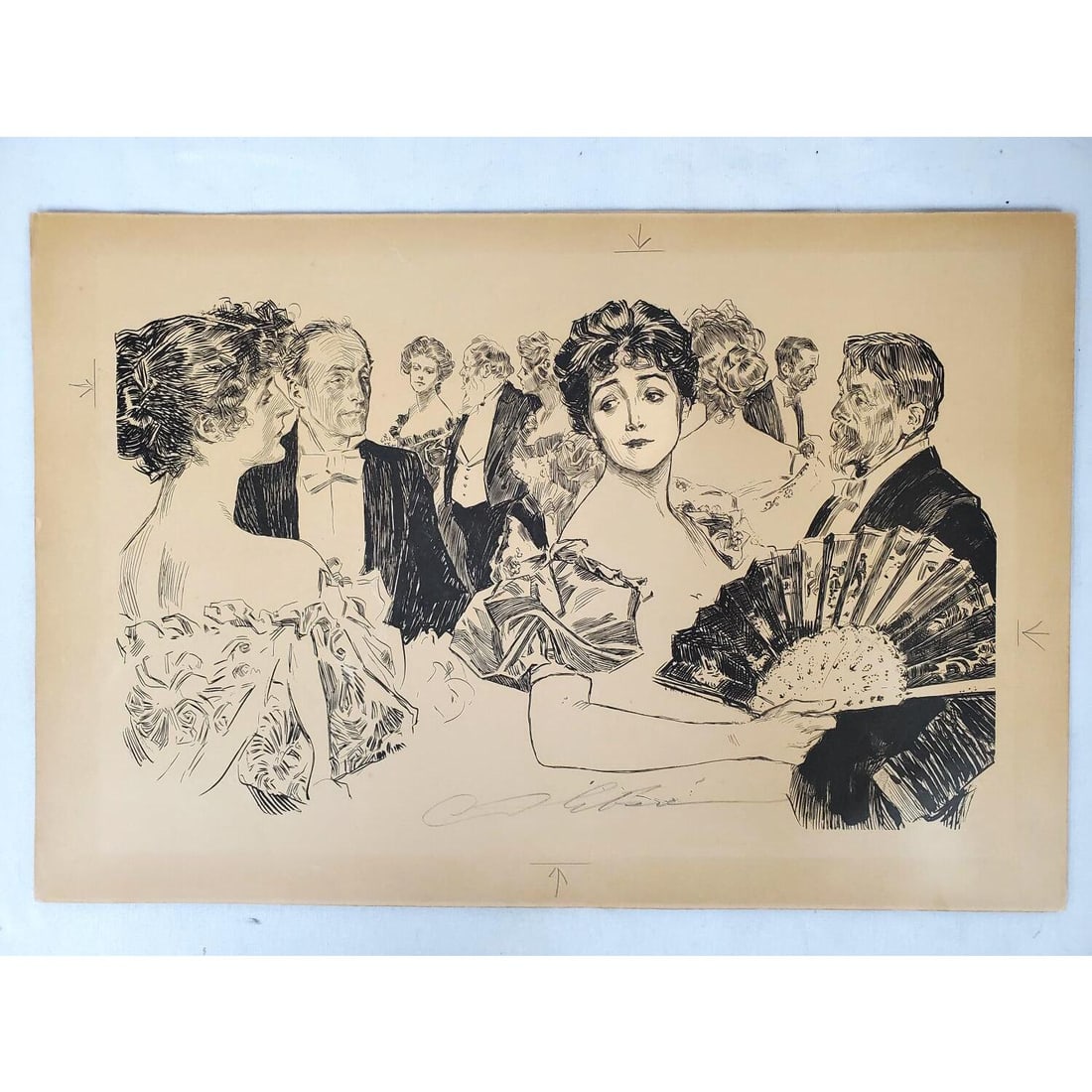 Charles Gibson, American (1867-1944) Print: Charles Gibson, American (1867-1944) Pencil Signed Print. Described on the Back. Unframed. Condition: Generally Good. Some Yellowing Due to Age. Dimensions: Sight- 15.75" x 10.25". Total- 17.75" x 11.