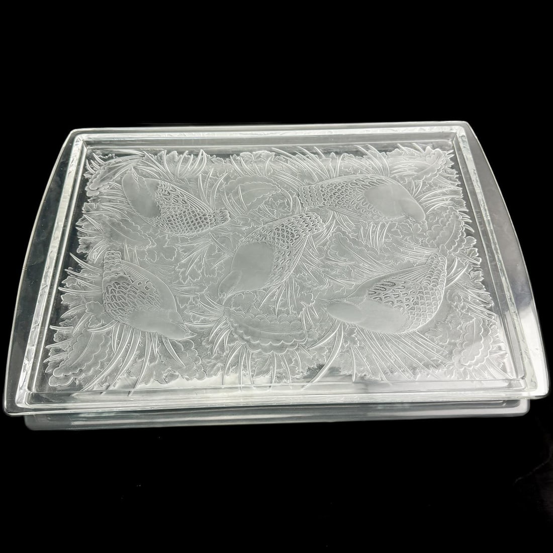 Vintage Lalique France Large Glass Tray  "Perdix" (1 of 5)