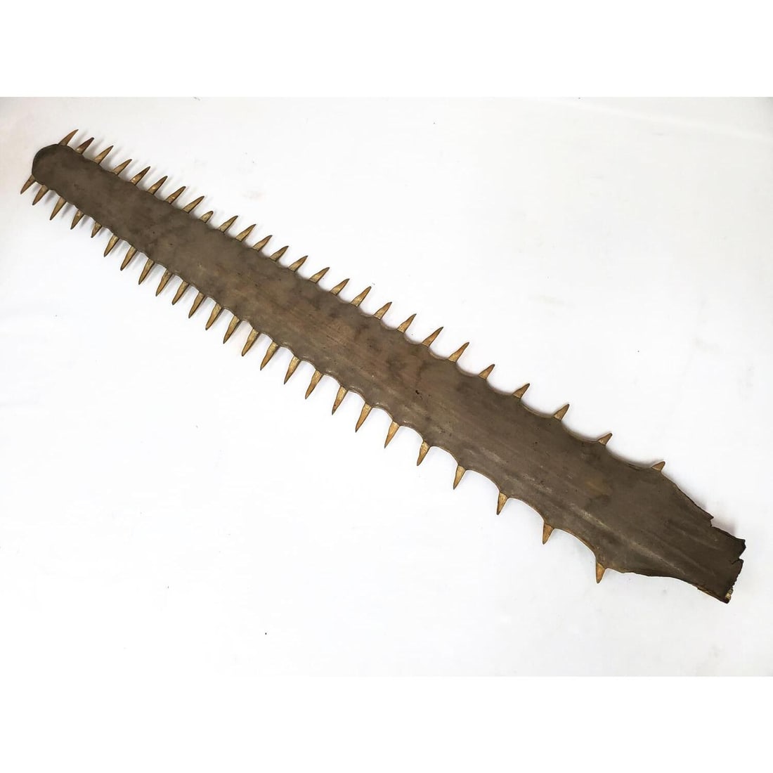 Early Old Large Sawfish Rostrum / Bill: Early Old Large Sawfish Rostrum / Bill. Condition: Generally Very Good, 2 Teeth Chipped or Shaved Down. Maybe Original. AS FOUND.Dimensions: L- 36.5", Widest Part- 6.5". Provenance: From the Collectio