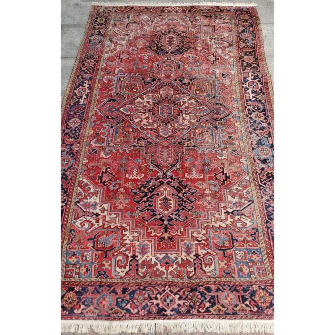 Old Large Harez Rug: Old Harez Rug. Condition: Generally Good with Some Wear. Sold As Is.Dimensions: 12' x 9".Provenance: From a Long Island, NY Home. Please note the absence of a Condition Report does not imply that ther