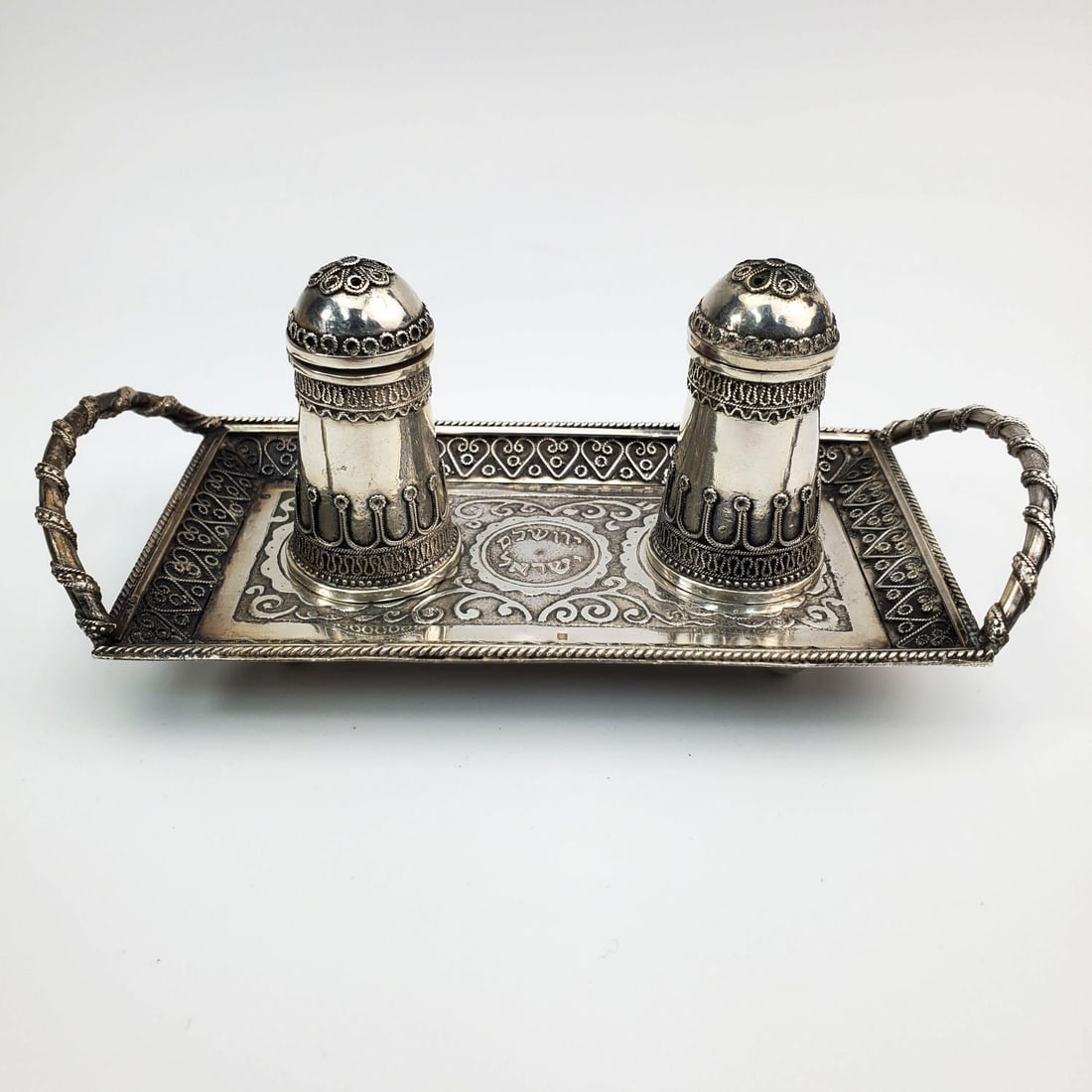 Rare Judaica Sterling Bezalel Style Silver Salt & Pepper Set (1 of 6)