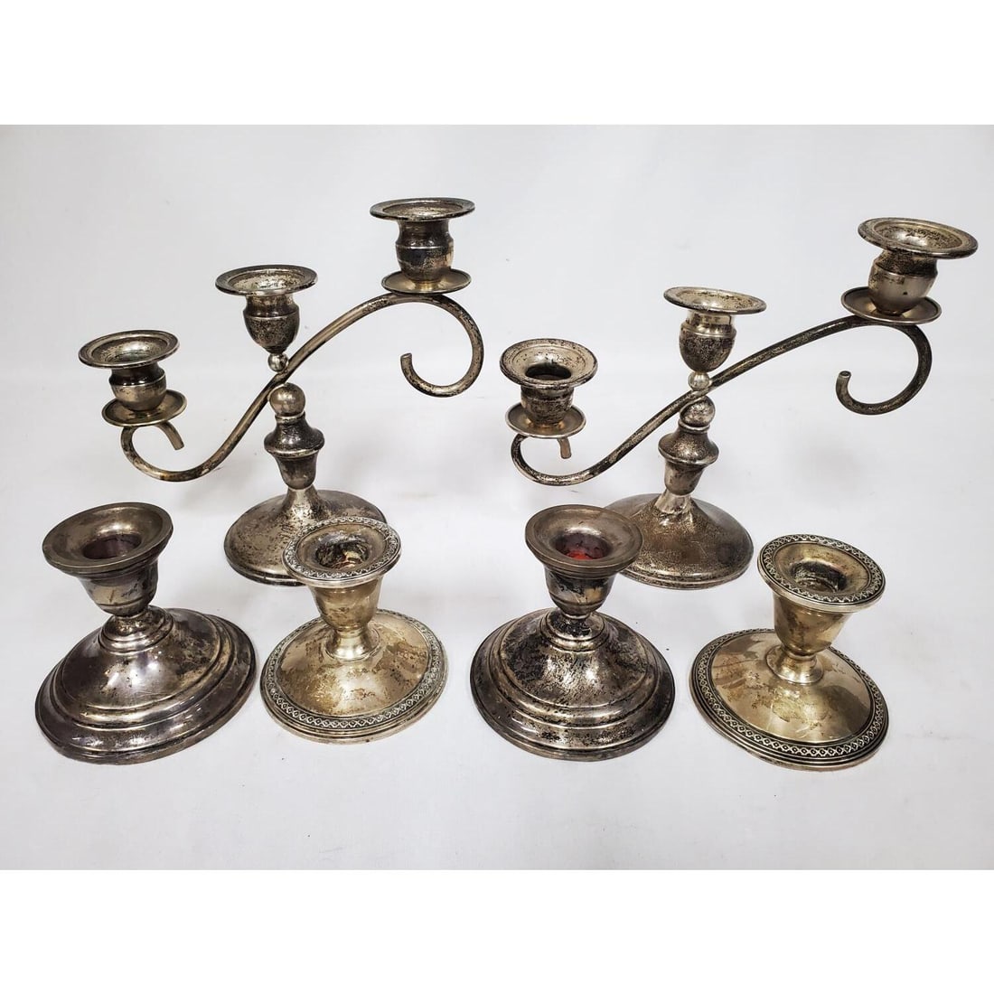 4 Pairs of Sterling Silver Weighted Candlesticks (1 of 5)