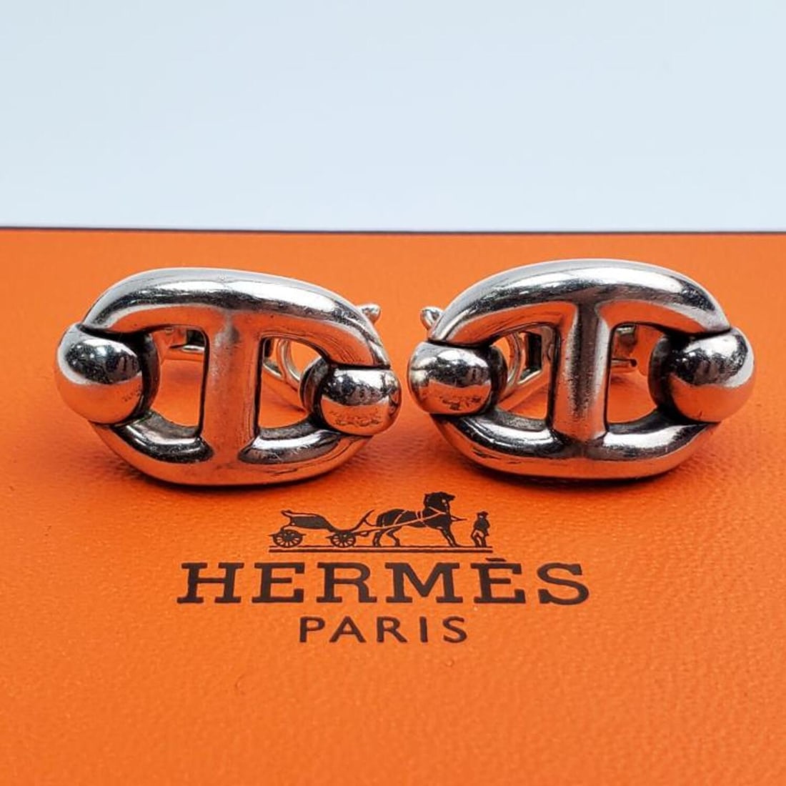 Hermès Chaine D'Ancre Sterling Silver Earrings (1 of 3)