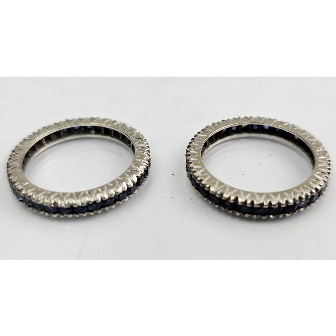 Pair of 14K White Gold & Sapphires Eternity Bands (1 of 3)