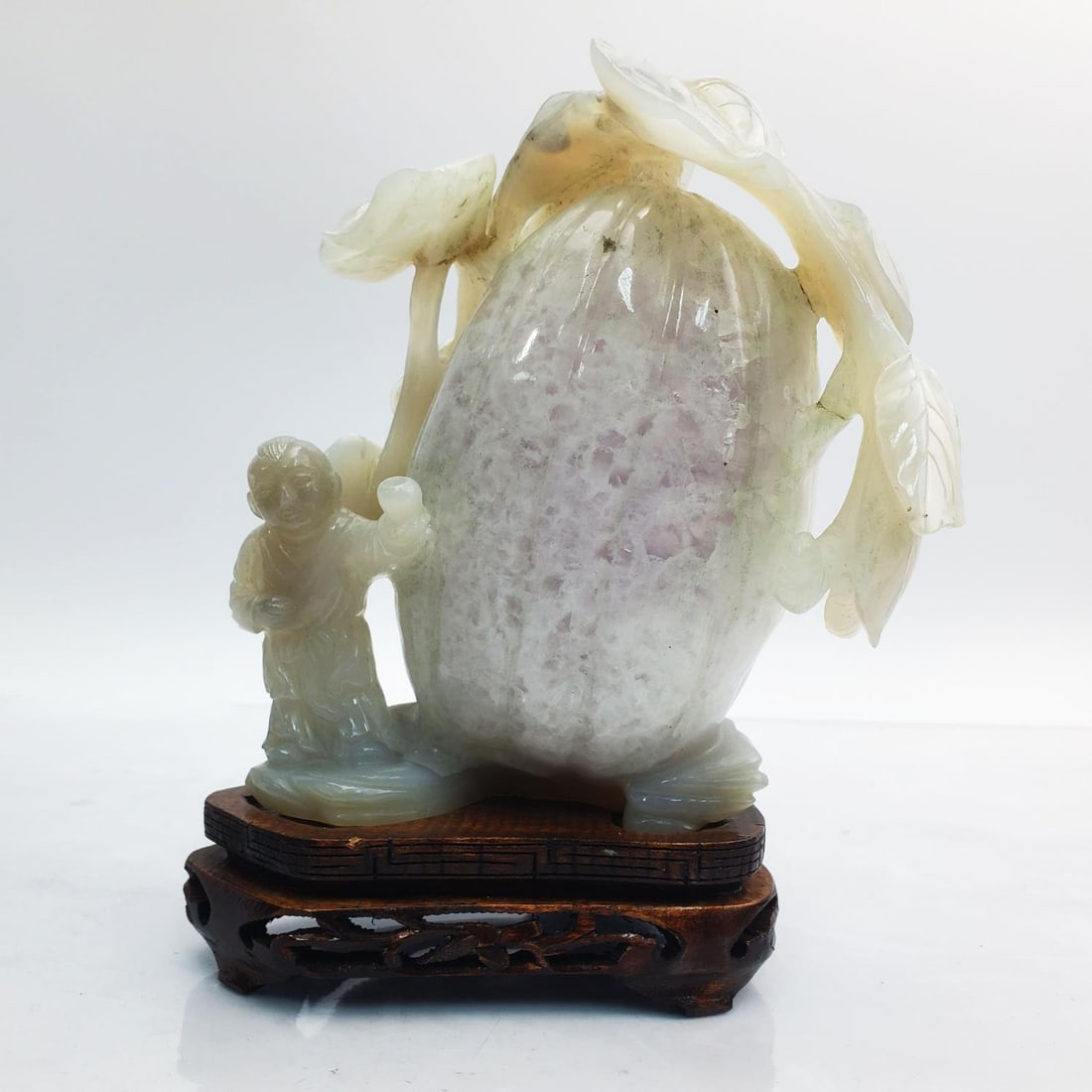 Chinese Agate Carving on Wood Base (1 of 4)