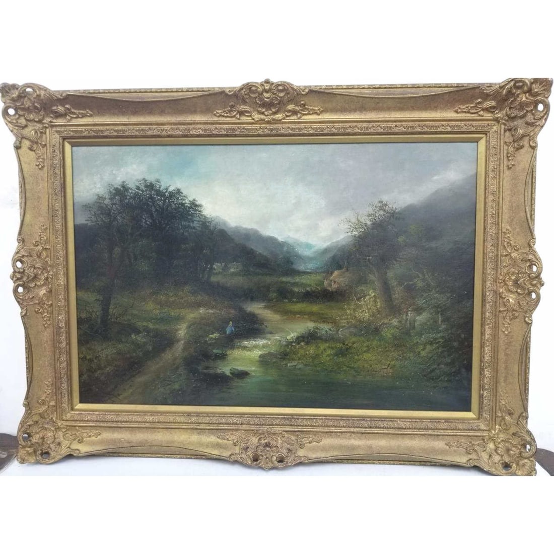 Edward Nevil, British (1813-1901) Antique Painting: Edward Nevil, British (1813-1901) Antique Painting, Oil on Canvas. "Landscape". In Original Frame.Condition: Generally Good Condition, with Small Tear in Corner. Dimensions: Sight- 30" x 20", Frame- 3