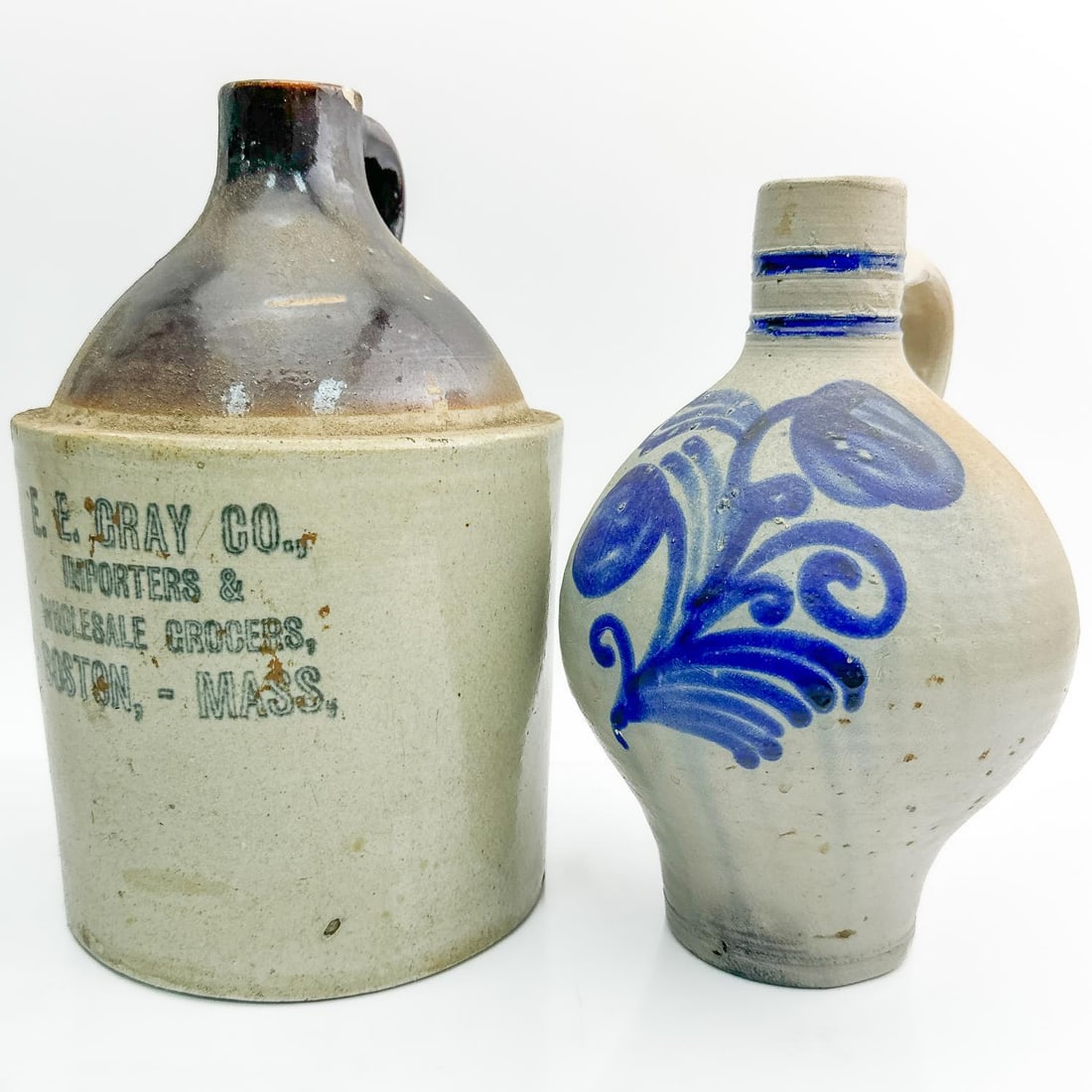 Old Stoneware Ad Jug & Salt Glazed Crock (1 of 5)