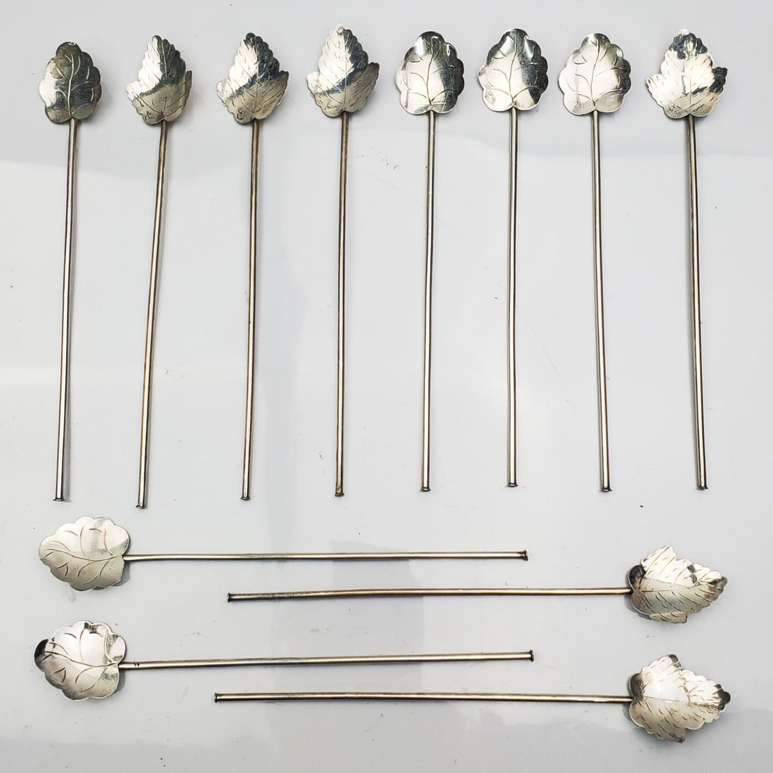 Lot of 12 Mexican Sterling Silver Spoon Straws (1 of 3)