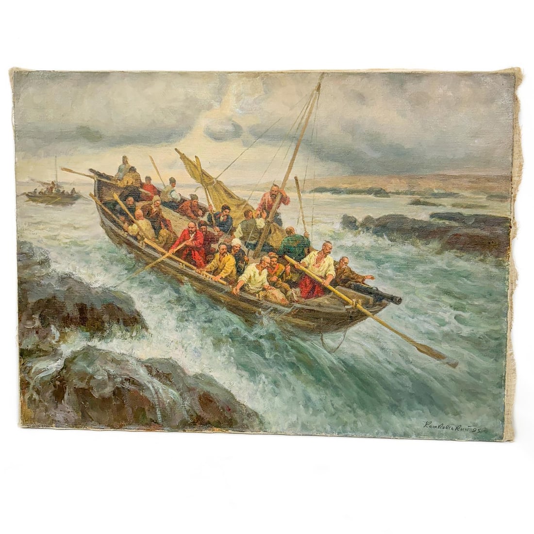 Signed Ukrainian Painting Oil on Canvas: Signed Ukrainian Painting Oil on Canvas. Signed Lower Right & Dated '95. Also, Described on The Back. Unframed. Condition: Generally Very Good. Dimensions: 37" x 27". Provenance: From a Long Island, N
