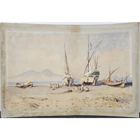 Antique Italian Watercolor Painting