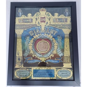 Judaica Antique Ketubah Reverse Painting on Glass