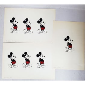 Attrib. Andy Warhol 3 Signed Mickey Mouse Prints