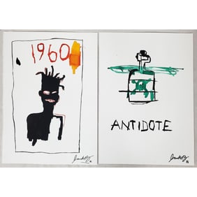Attrib. to Jean-Michel Basquiat, 2 Paintings