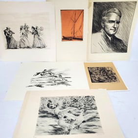 Lot of 6 Early 20th C. Etchings by Famous Artist