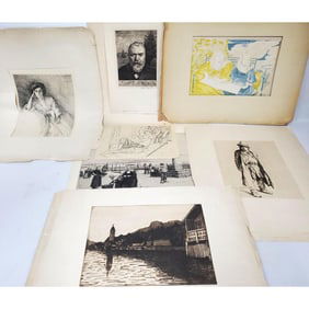 Lot of 8 Early 20th C. Etchings by Famous Artist