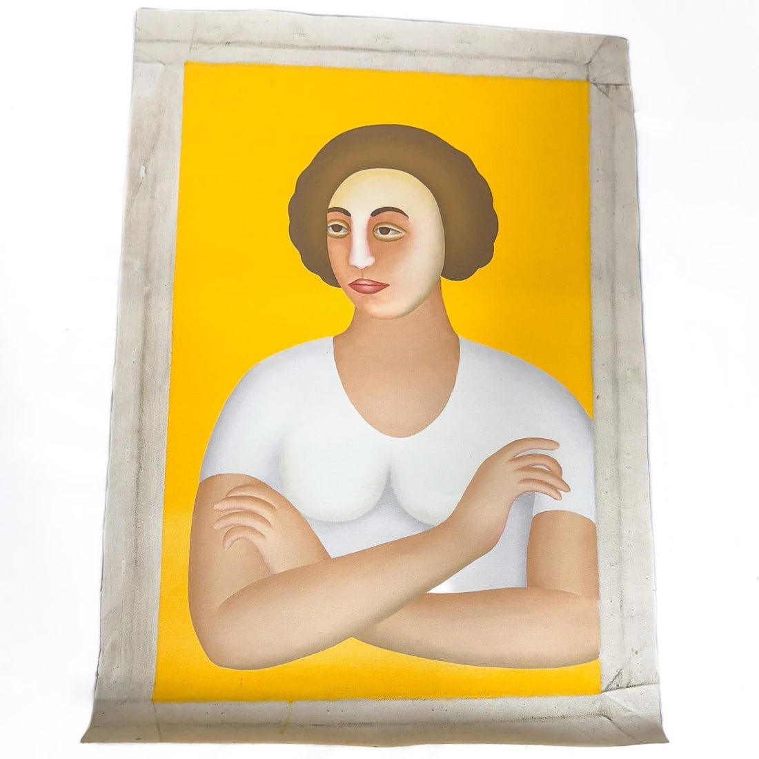 Attrib. Manjit Bawa, Indian (1941-2008) Painting: Attributed to Manjit Bawa, Indian (1941-2008) Painting, Oil on Canvas. signed and Dated '96 on the Back. with Certificate of Provenance. Has Been Removed from Stretcher and Unframed. Condition: Genera