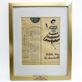 After / Attributed to Pablo Picasso signed Ink Sketch on Magazine