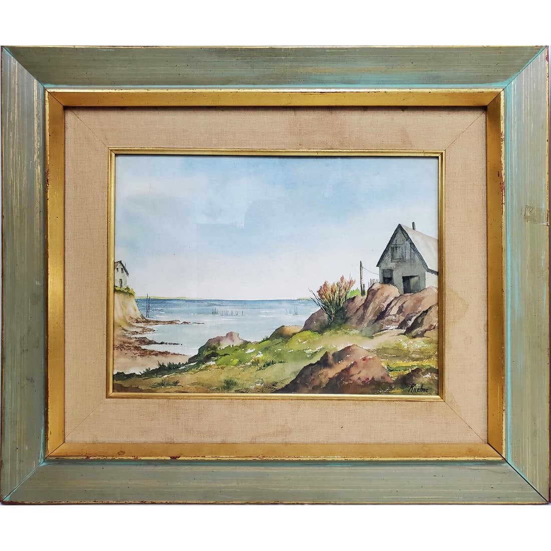 Attributed to Max Kuehne, German (1880-1968): Attributed to Max Kuehne, German (1880-1968) Painting Watercolor on Paper. "Beach House". Signed Lower Right. In Original Frame Under Glass. Has Not Been Examined Out of Frame. Condition: Generally Ve