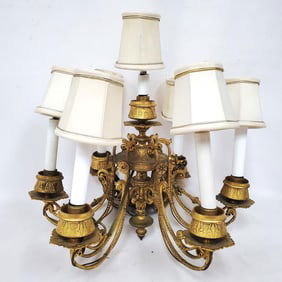 Antique 19th Century Bronze 7 Light Chandelier