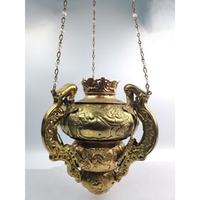 Antique 19th C. Brass Lantern / Chandelier