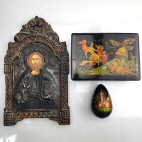 Old Orthodox Christian Wood & Metal Icon