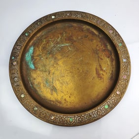 Tiffany Studios, NY Bronze & Abaloni Inlaid Plate