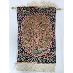 Fine Old Signed Persian Small Silk Hanging Rug