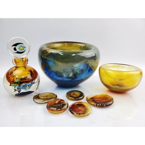 Interesting Lot of 8 Art Glass Items