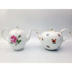 Lot of 2 Vintage Meissen Porcelain Teapots