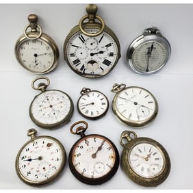 Lot of 9 Vintage Pocket Watches Incl. Some Elgin