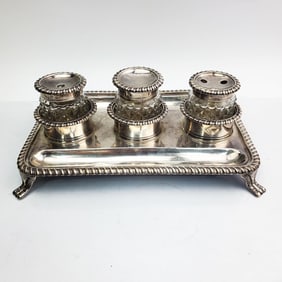 Antique English Sterling Silver Ink Stand c.1818