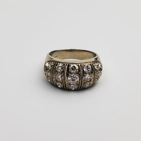 Unusual 14K White Gold & Diamond Ring