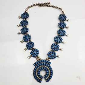 Navajo Sterling Silver Squash Blossom Necklace
