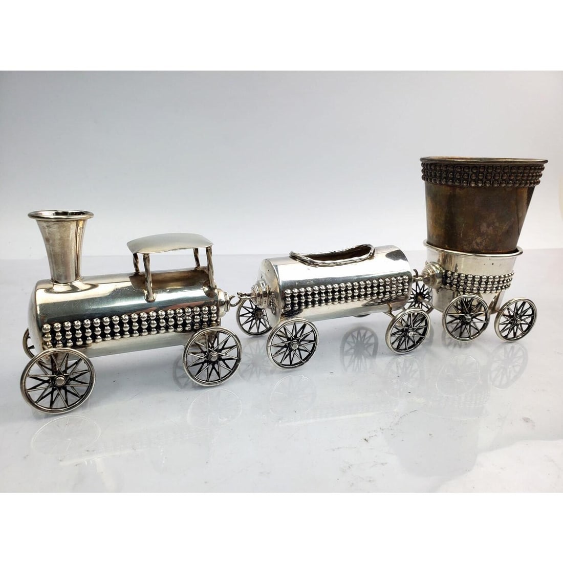 Judaica Sterling Silver 3 Piece "Train" Set (1 of 4)