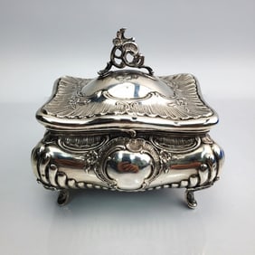 Judaica 800 Silver Etrog Box by Eugen Marcus