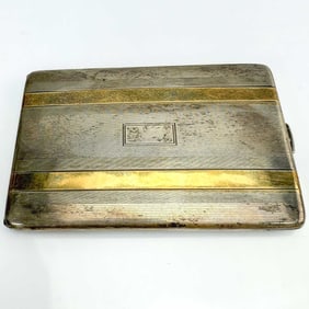 Art Deco Silver & 14K Gold Card Case