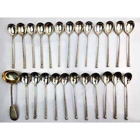 25 Piece Antique Russian Silver Lot