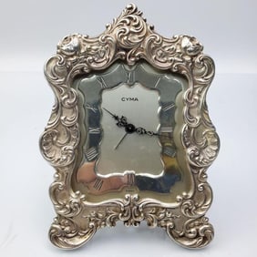 Unusual Gorham Sterling Silver Easel Back Clock
