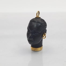 18K Gold Corletto Blackamoor Ebony Head Pendant
