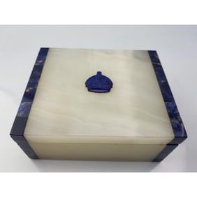 Asprey Sterling Silver, Lapis, and Stone Box