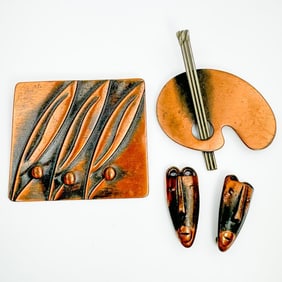 Lot of 4 Vintage Rebajes MCM Copper Brooches