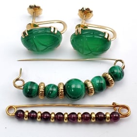 4 Piece Lot of Gold and Hard Stone Items